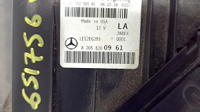 Front left headlight complete Mercedes C-class W205 15-18 halogen, with seal, sand, for polishing, torn seal