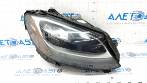 Front right headlight complete Mercedes C-class W205 15-18 halogen, with seal, sand, for polishing, torn seal