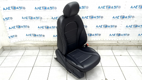 Passenger seat Mercedes C-class W205 15-21 with airbag, electric, heated, black leather, scratches on the pad, defect of the back pocket