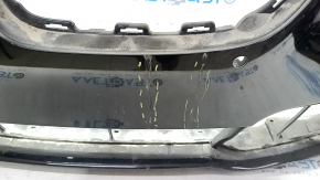 Bare front bumper BMW 5 F10 14-16 for parking sensors without cameras, black, dented, tears, scratches, broken fasteners, peeling paint