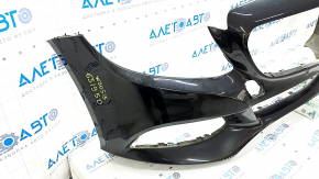 Bare front bumper Mercedes C-class W205 300/350e/350h/400 15-18 without parking sensors, black, broken mount, scratches, non-factory holes