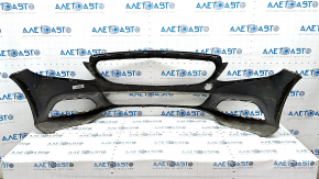 Bare front bumper Mercedes C-class W205 300/350e/350h/400 15-18 without parking sensors, black, broken mount, scratches, non-factory holes