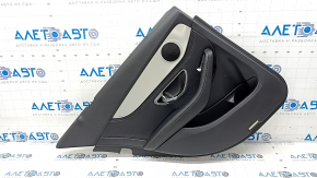 Door trim card rear left Mercedes C-class W205 15-16 leather black without curtain, gray insert, dent