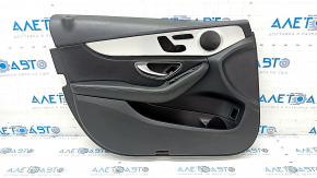 Door trim card front left Mercedes C-class W205 15-21 leather black, gray insert, bumps, scratches