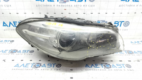 Front right headlight complete BMW 5 F10 14-16 xenon, broken glass, cracks in housing, for spare parts