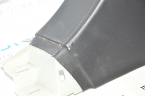 Lower right center pillar trim Tesla Model S 12-20 black, with gray insert, leather abrasion, broken fastener, minor tears