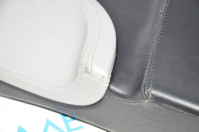 Lower right center pillar trim Tesla Model S 12-20 black, with gray insert, leather abrasion, broken fastener, minor tears