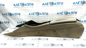 Central console armrest BMW 5 F10 11-16 beige, 2-zone climate control, broken deflector, cracks in leather, leather peeling, needs dry cleaning, broken fasteners