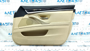 Door trim card front right BMW 5 F10 11-16 leather Dakota beige, scratches, cracks, worn handle