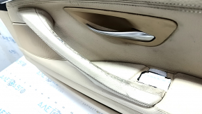 Door trim card front right BMW 5 F10 11-16 leather Dakota beige, scratches, cracks, worn handle