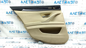 Door trim card rear left BMW 5 F10 11-16 leather Dakota beige without curtain, scratches, cracks, worn handle