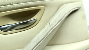 Door trim card rear left BMW 5 F10 11-16 leather Dakota beige without curtain, scratches, cracks, worn handle