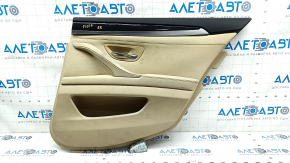 Door trim card rear right BMW 5 F10 11-16 leather Dakota beige without curtain, scratches, cracks, worn handle, butt