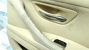 Door trim card rear right BMW 5 F10 11-16 leather Dakota beige without curtain, scratches, cracks, worn handle, butt