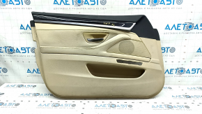 Door trim card front left BMW 5 F10 11-16 leather Dakota beige, dented, worn leather, scratches