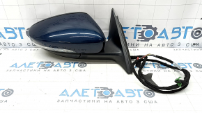 Side mirror right VW Passat 20-22 turn signal, heated, BSM, 10+2 pins, blue