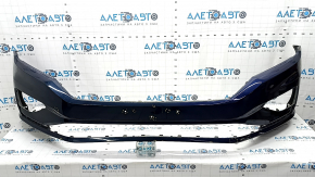 Bare front bumper VW Passat 20-22 without parking sensors, blue, dented, scratches, non-factory holes, broken fasteners