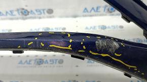 Bare front bumper VW Passat 20-22 without parking sensors, blue, dented, scratches, non-factory holes, broken fasteners