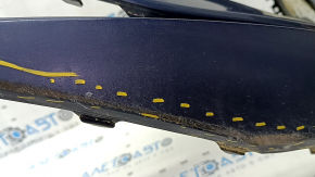 Bare front bumper VW Passat 20-22 without parking sensors, blue, dented, scratches, non-factory holes, broken fasteners