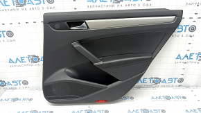 Door trim card rear right VW Passat 20-22 leather black, gray molding, broken fastening, scratches, dented