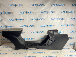 Central console armrest and cup holders Tesla Model S 12-15 pre-restored, black leather, wood insert, gray armrest, needs cleaning, scratches, dents Used