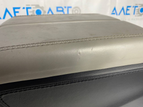 Central console armrest and cup holders Tesla Model S 12-15 pre-restored, black leather, wood insert, gray armrest, needs cleaning, scratches, dents Used