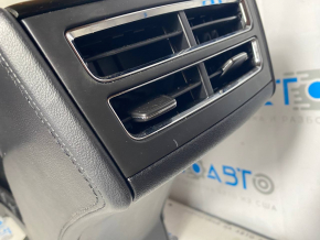Central console armrest and cup holders Tesla Model S 12-15 pre-restored, black leather, wood insert, gray armrest, needs cleaning, scratches, dents Used