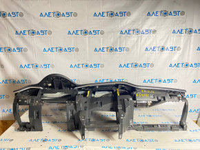 Dashboard front panel with AIRBAG Tesla Model S 12-20 leather black + suede, crack on molding, bump, scratches, breakage on the right, rusty cushion Used