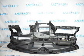 Dashboard front panel with AIRBAG Tesla Model S 12-20 leather black + suede, crack on molding, bump, scratches, breakage on the right, rusty cushion Used