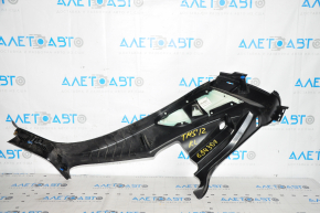 Lower left rear pillar trim Tesla Model S 12-15 pre-restoration, type 1, black, with gray insert, scratches, scuffs, tears, used