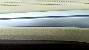 Door trim card rear left BMW X7 G07 19-22 under curtain, leather, Mokka/Canberra-beige, wood insert, driftwood, scratches, corrosion