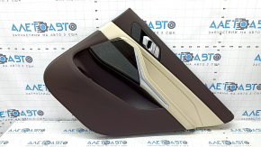 Door trim card rear right BMW X7 G07 19-22 under curtain, leather, Mokka/Canberra-beige, wood insert, driftwood, scratches, corrosion