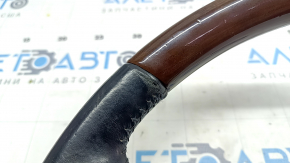 Bare steering wheel Lexus RX350 RX450h 10-12 prerest, black leather, dark wood, worn leather, scratches