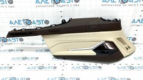 Rear left upper arch trim BMW X7 G07 19-22 leather, Mokka/Canberra-beige, wood insert, driftwood, tears, corrosion