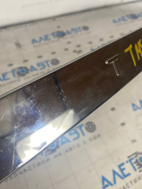 Tesla Model S 12-15 pre-restored trunk door molding type 1, chrome, broken fasteners, scratches