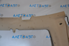 Tesla Model S 12-15 ceiling trim pre-restoration, under panorama, beige, under chemical treatment, tear of fastening, fabric peeled off