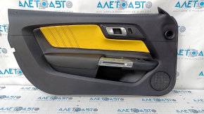 Door trim card front left Ford Mustang mk6 15- leather black with yellow, armrest leather, scuffs, scratches