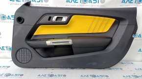 Door trim card front right Ford Mustang mk6 15- leather black with yellow, armrest leather, worn, scuffs, scratches, broken fastener