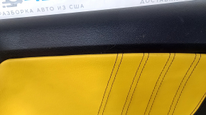 Door trim card front right Ford Mustang mk6 15- leather black with yellow, armrest leather, worn, scuffs, scratches, broken fastener