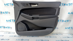 Door trim card front right Ford Edge 15-18 black, armrest leather, dents, bumps, scratches