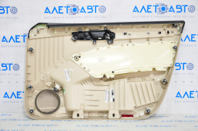 Door trim card front left VW Passat b7 12-15 USA beige with beige insert leather, armrest leather, molding gray gloss, tears, scratches, dents, pokes, broken fasteners