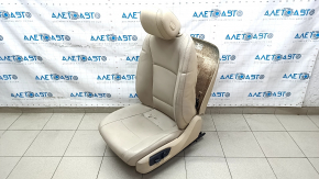 Driver's seat BMW 5 F10 11-16 without airbag, electric, beige Dakota leather, broken backrest mount, broken pocket, cracks in leather, needs cleaning