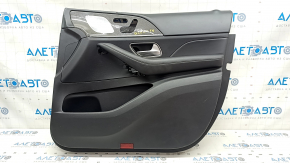 Door trim card front right Mercedes W167 GLE 350 450 20-23 leather black, insert glossy gray, Burmester, without curtain, without plugs, leather tears, scratches