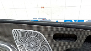 Door trim card front right Mercedes W167 GLE 350 450 20-23 leather black, insert glossy gray, Burmester, without curtain, without plugs, leather tears, scratches