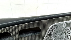 Door trim card front left Mercedes W167 GLE 350 450 20-23 leather black, insert glossy gray, Burmester, without curtain, without plugs, leather tears, scratches