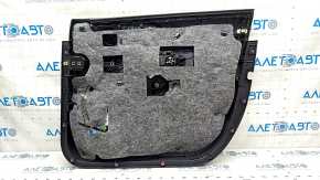 Door trim card front left Mercedes W167 GLE 350 450 20-23 leather black, insert glossy gray, Burmester, without curtain, without plugs, leather tears, scratches