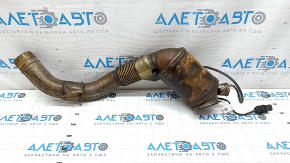 Intake pipe with catalytic converter left BMW X7 G07 19-22 N63 rusty, with lambda probe, lambda protection is dented