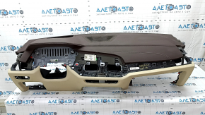 Torpedo front panel without AIRBAG BMW X7 G07 19-22 for projection, Mokka/Beige, corrosion, broken, tears, scratches, for dry cleaning