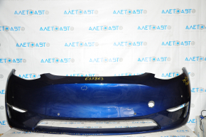 Tesla Model Y 20 bare front bumper - for 6 parking sensors, blue, broken mount, dented, scratches