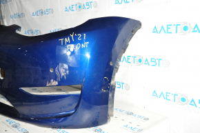 Tesla Model Y 20 bare front bumper - for 6 parking sensors, blue, broken mount, dented, scratches